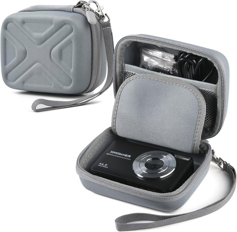 BLK8IGHT Digital Camera Case for AbergBest 21 Mega Pixels 2.7" LCD Rechargeable HD/Kodak Pixpro/Canon PowerShot ELPH 180/190/Sony DSCW800/DSCW830 Cameras, Travel Carrying Protective Case for Camera- Grey - Image 1